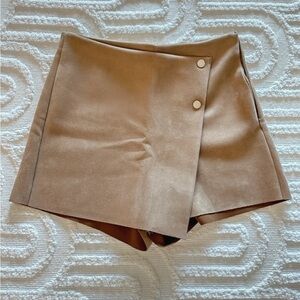 Stylish Tan Wrap Skort